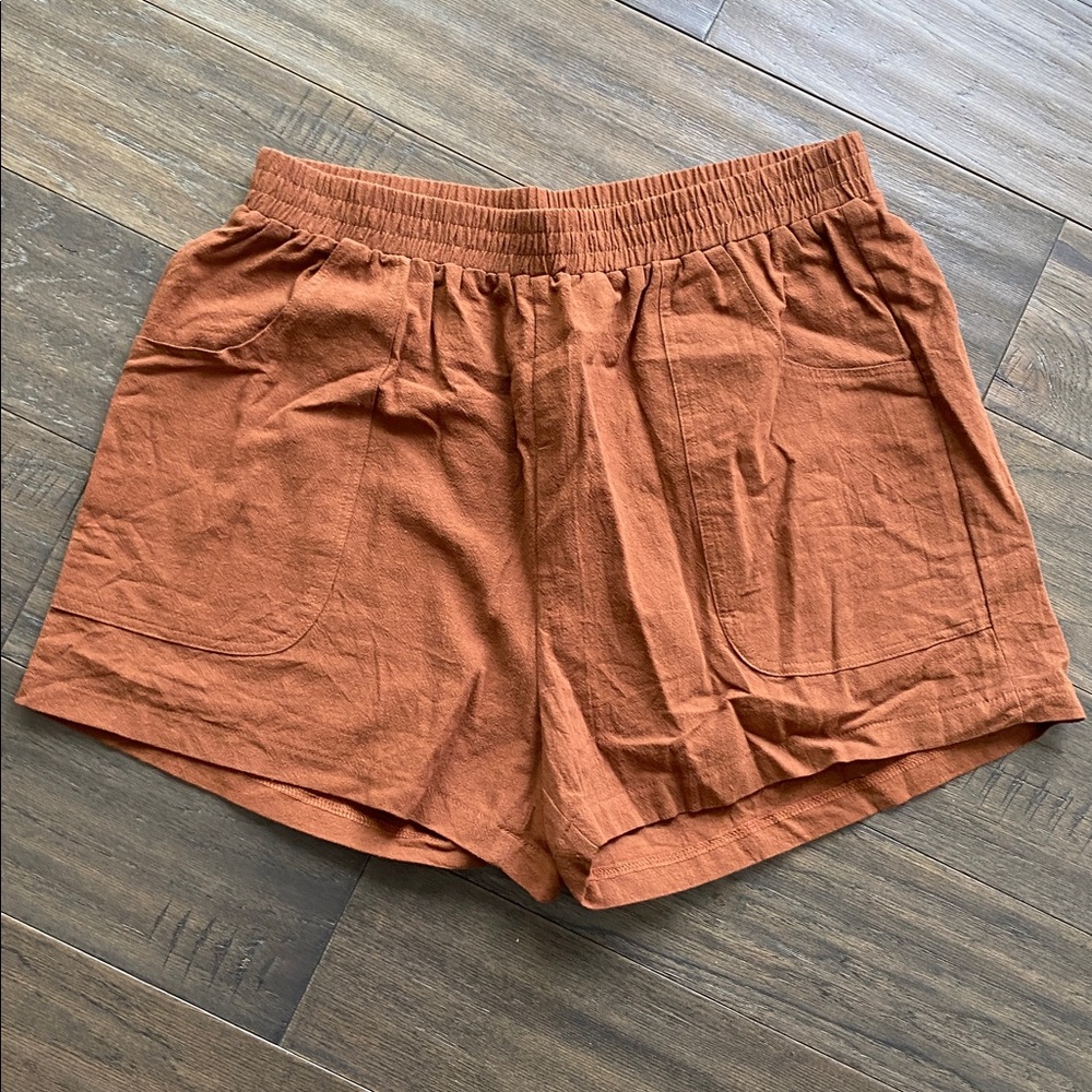 SHEIN Terracotta Linen  Sleeveless Top and Shorts Set Womens Sz XL Brown - Picture 3 of 8